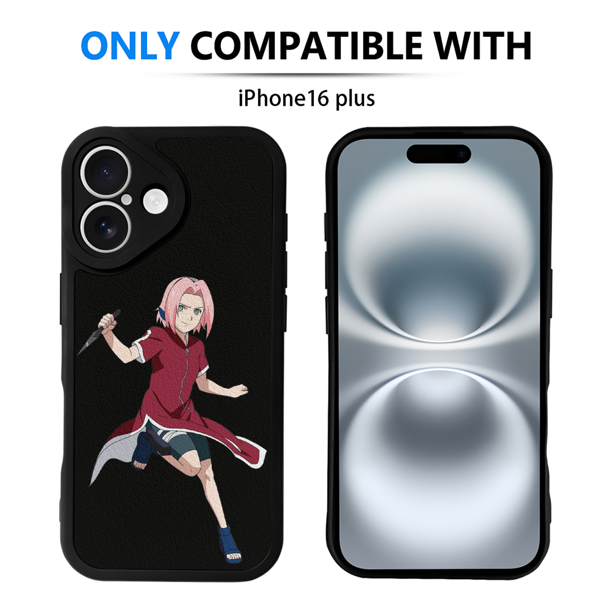 （画像用） NARUTO -ナルト- 春野サクラ Haruno Sakura 【iPhone 16シリーズ対応】シリコンスマホケース（レザー調） 材質：シリコン